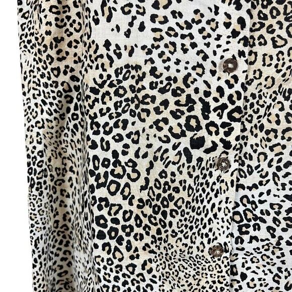 Chicos No Iron Womens Leopard Button Up Sleeveless Top 100% Linen Top 0 4 6 S - Picture 6 of 16